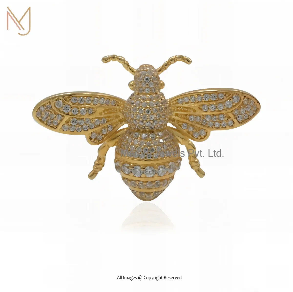 14K Yellow Gold Cubic Zircon Honey Bee Pendant Manufacturer
