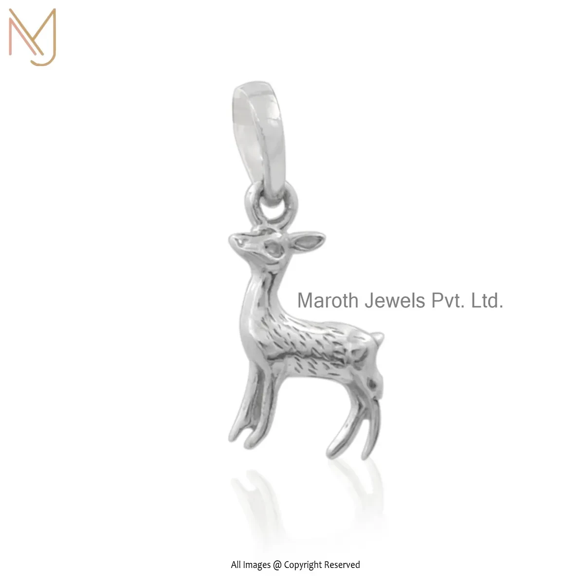 925 Silver Natural Silver Plated Deer Charm Pendant Jewelry Supplier