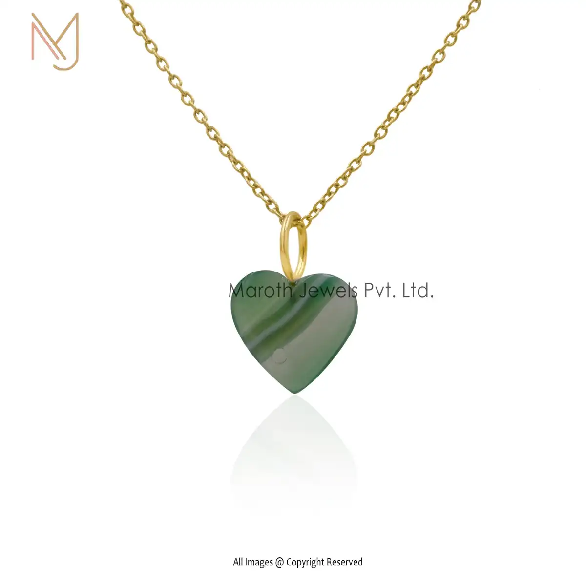 925 Silver Yellow Gold Plated Onyx Heart Pendants Jewelry Manufacturer