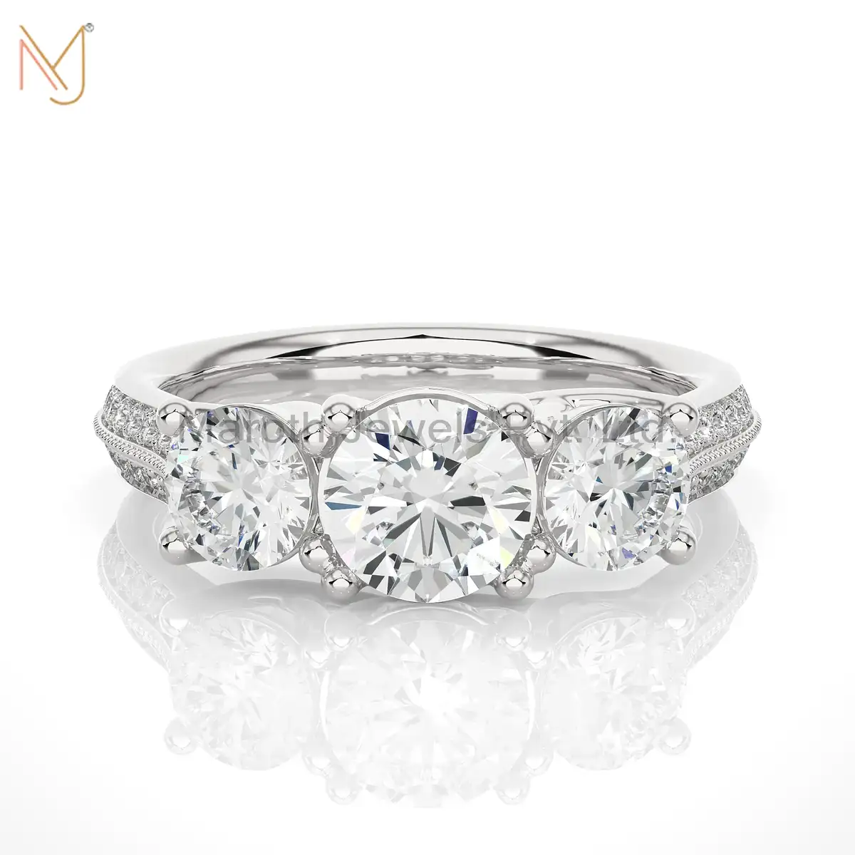 14K Yellow Gold Moissanite Rose Cut Diamond Round Ring Manufacturer