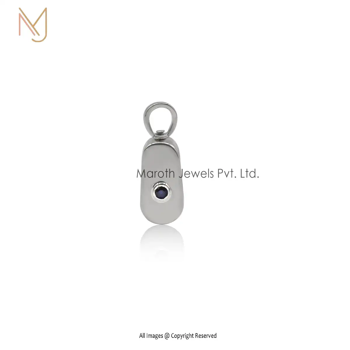 925 Silver Nanural Silver Blue Sapphire Wheel Connector Charm Holder Manufacturer