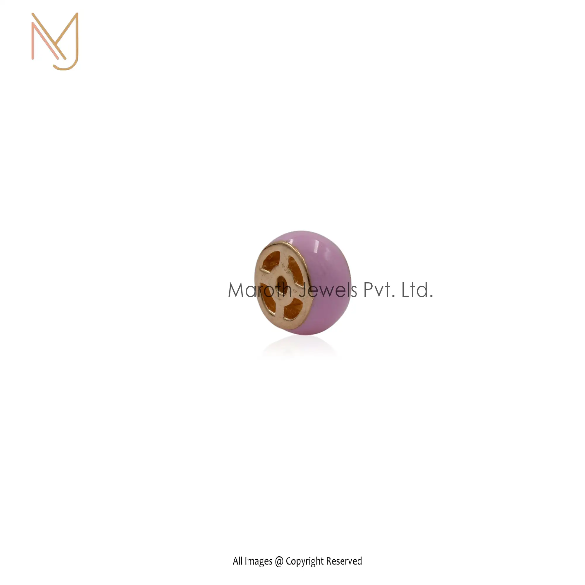 14K Yellow gold Enamel Rondelle connector hole size is Manufacturer