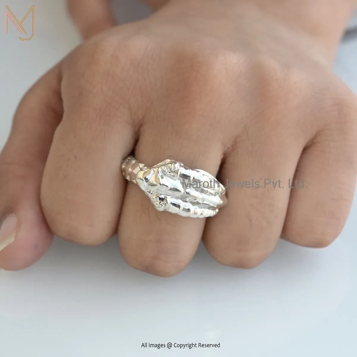 14K White Gold Ouroboros Dragon Ring Jewelry Supplier
