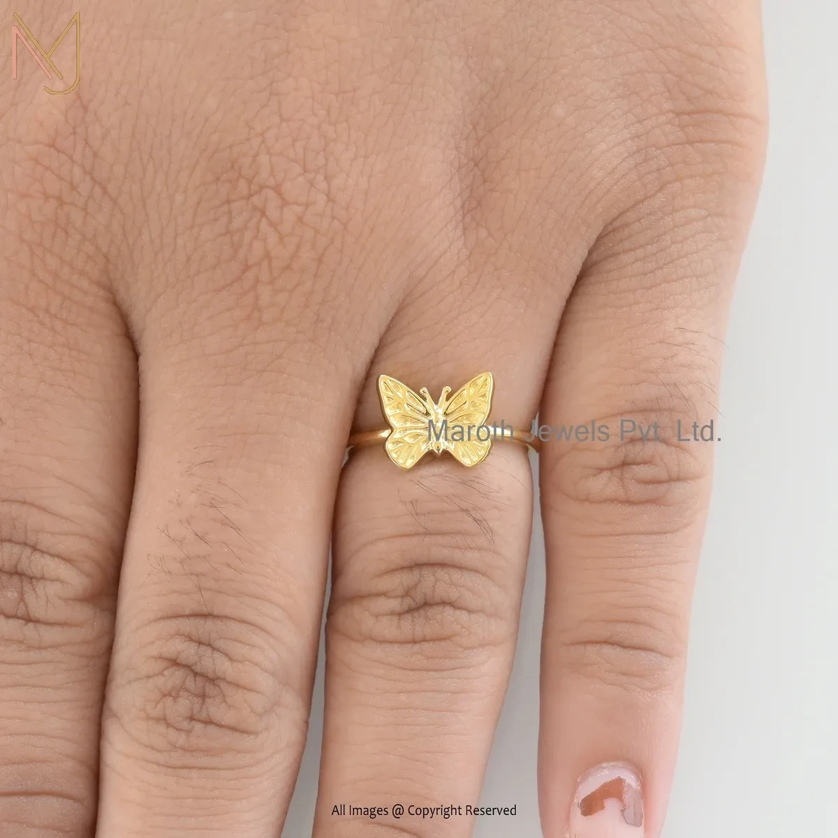 14K Yellow Gold Butterfly Ring Custom Jewelry