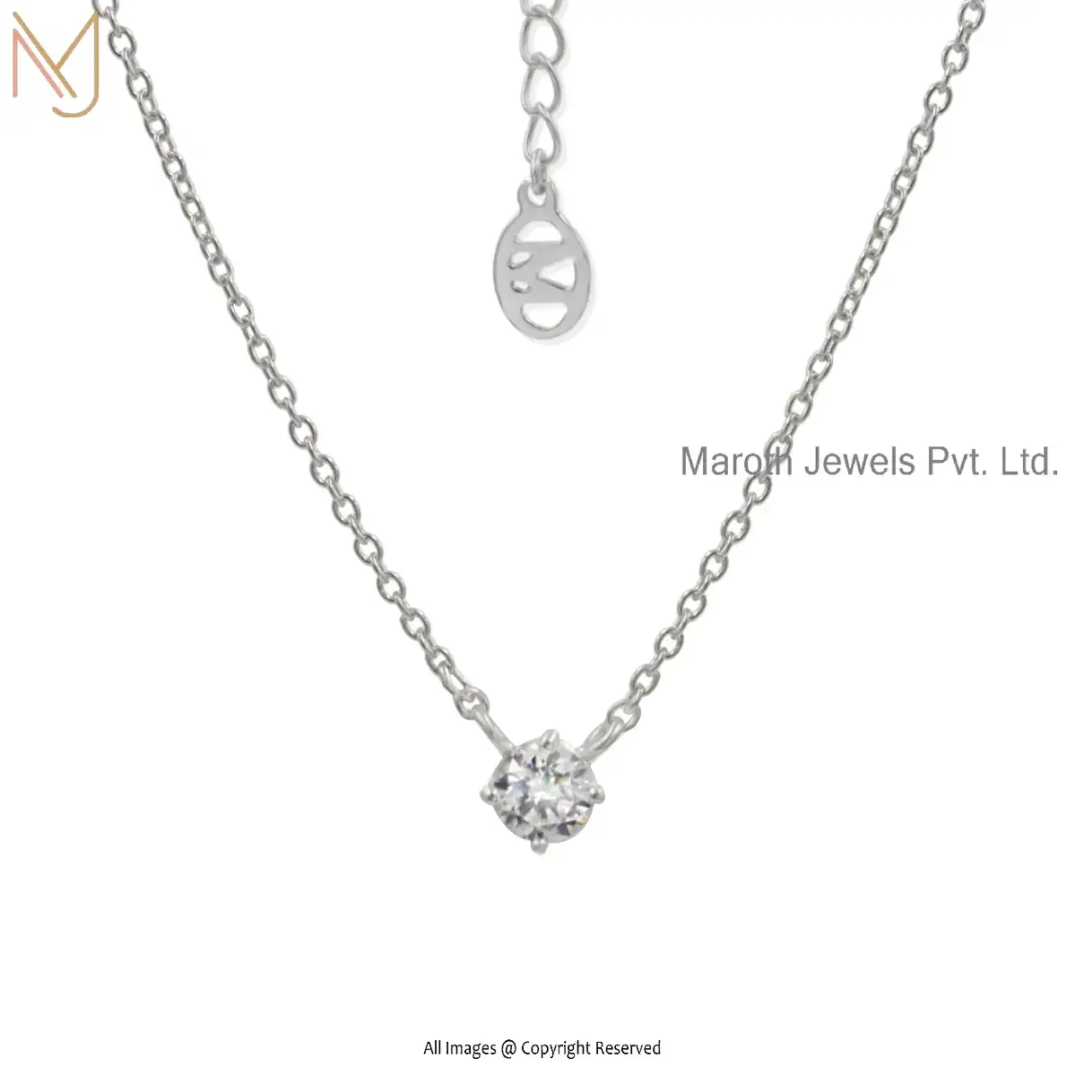 Private Label 925 Silver White Gold Plated Moissanite Dainty Necklace