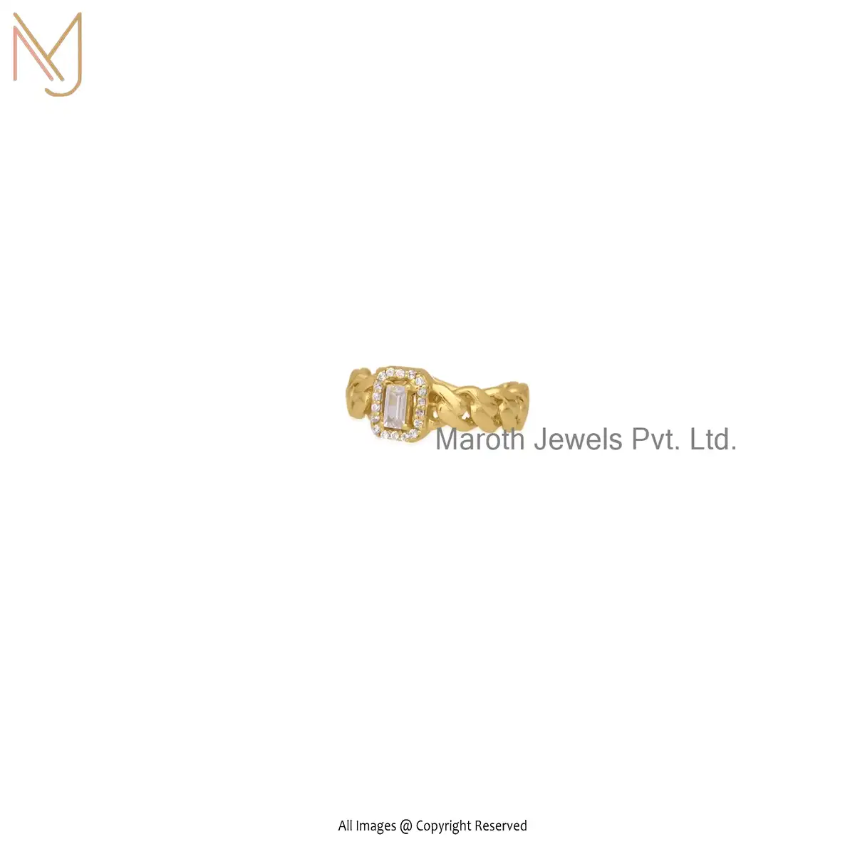 925 Silver Yellow Gold Plated Cubic Zircon Diamond Ring Jewelry Manufacturer