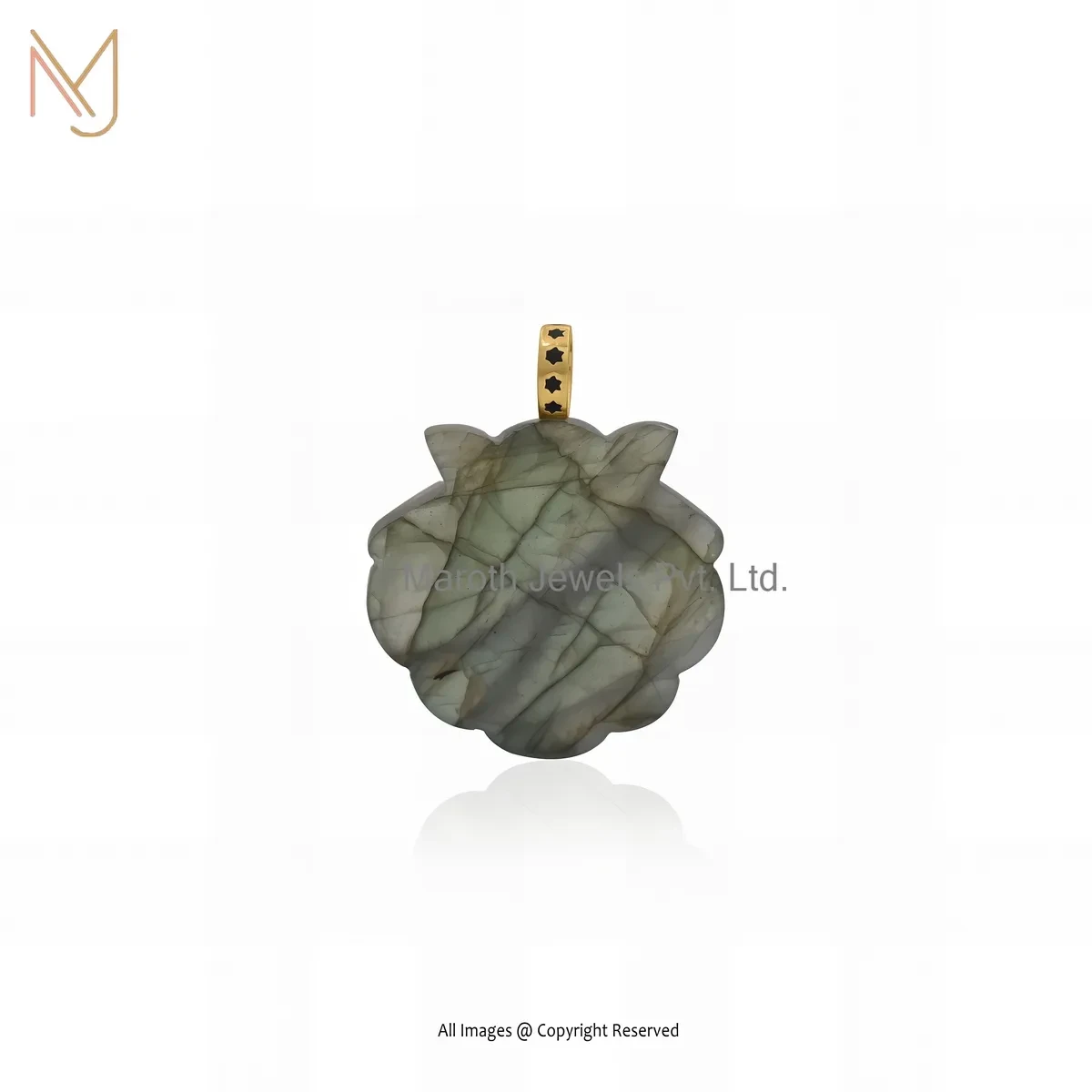 Wholesale 14K Yellow Gold Black Onxy & Black Enamel Shell Pendant