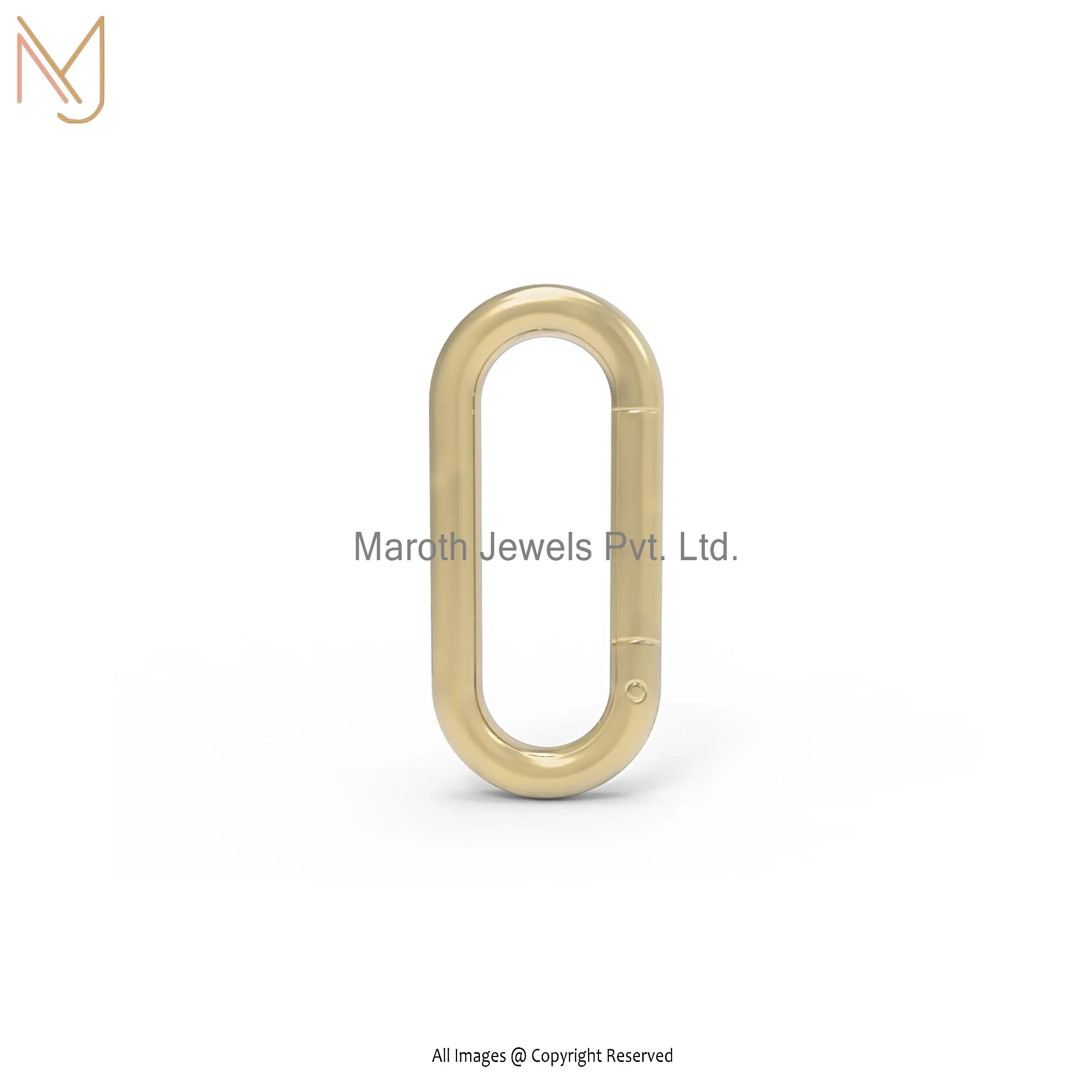 14K Yellow Gold Push Lock Charm Holder Pendant Jewelry Manufacturer