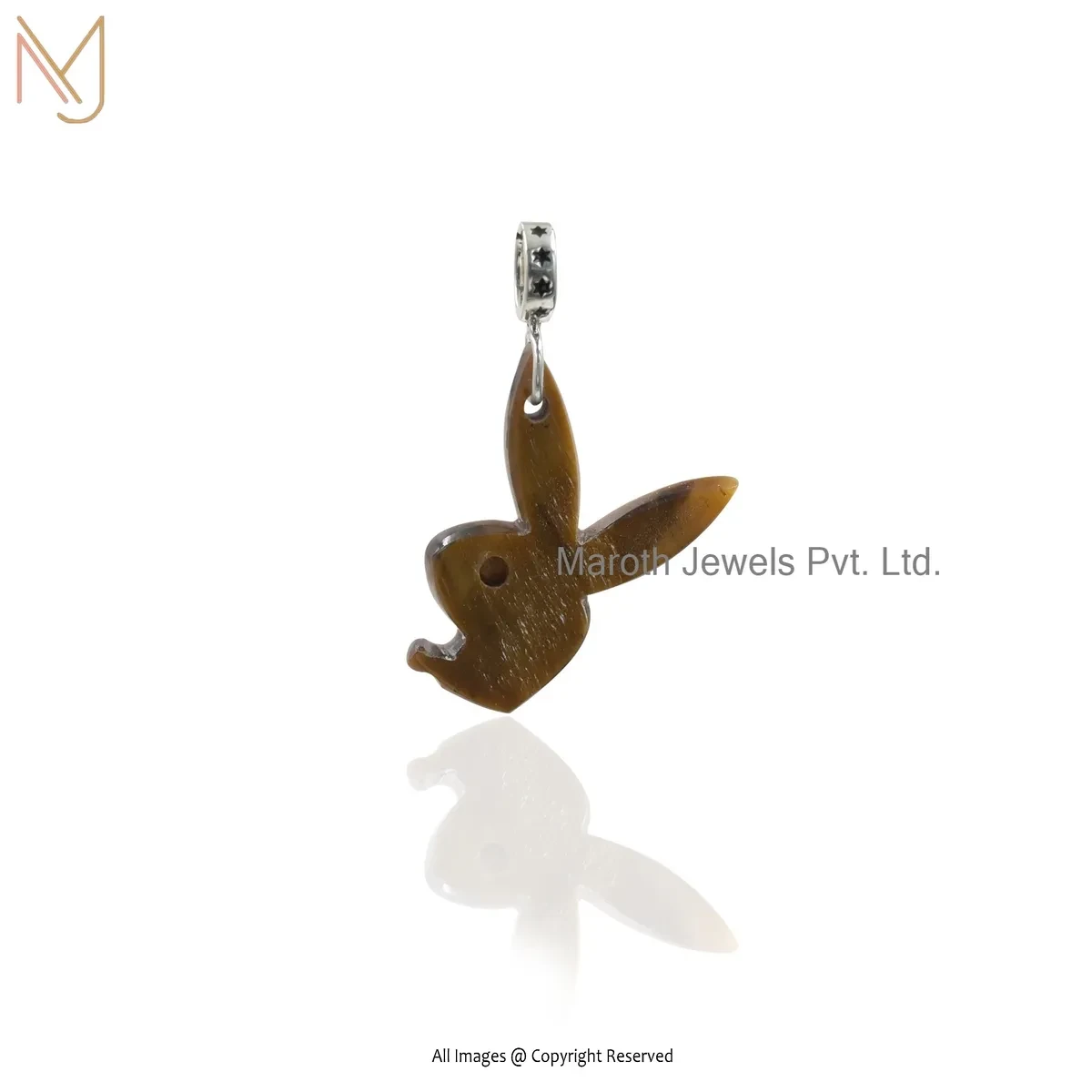925 Silver Natural Silver Plated Tiger Eye Pikachu Charm Pendant Jewelry Supplier