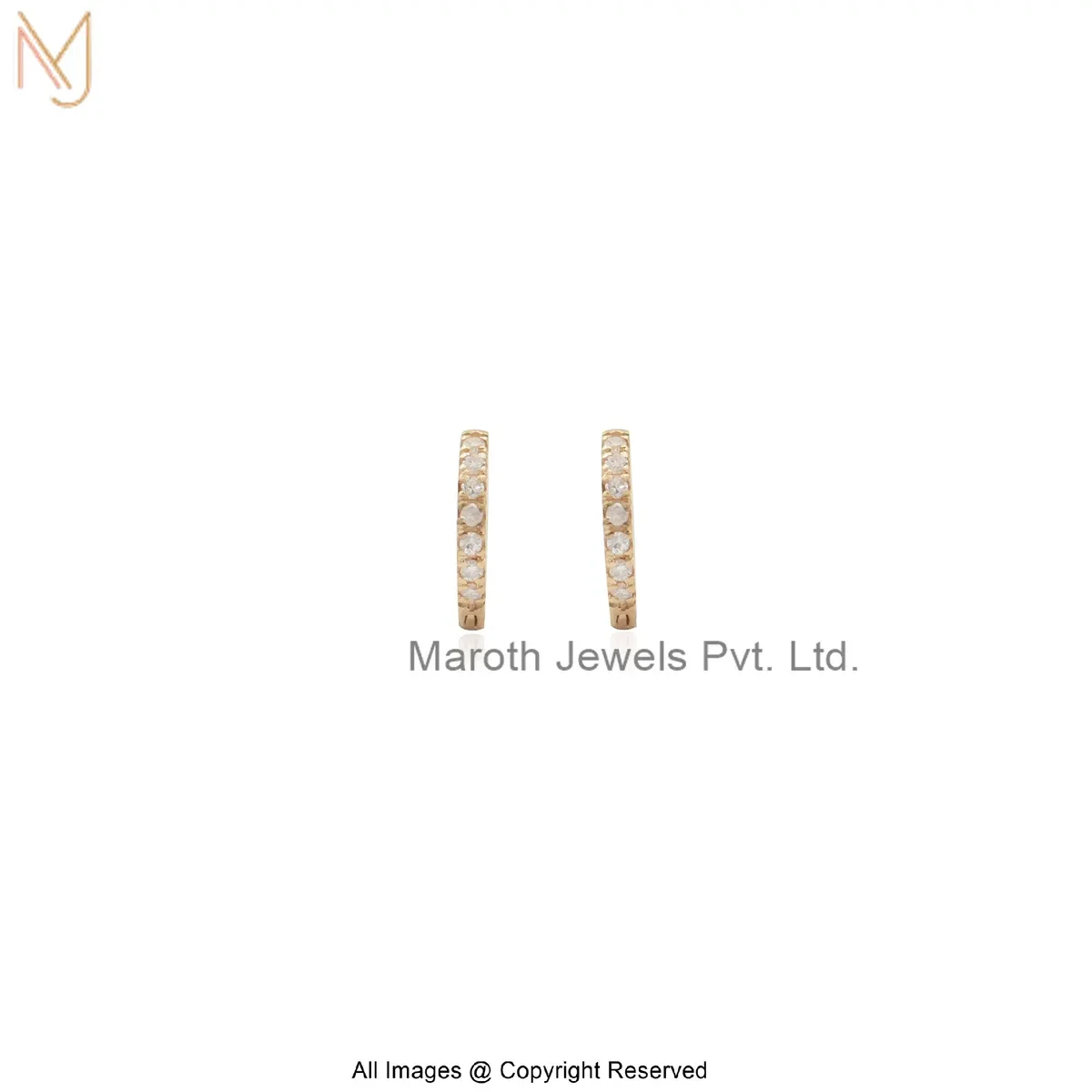 925 Silver Yellow Gold Plated Diamond Huggies Hoop Earring Custom Jewelry