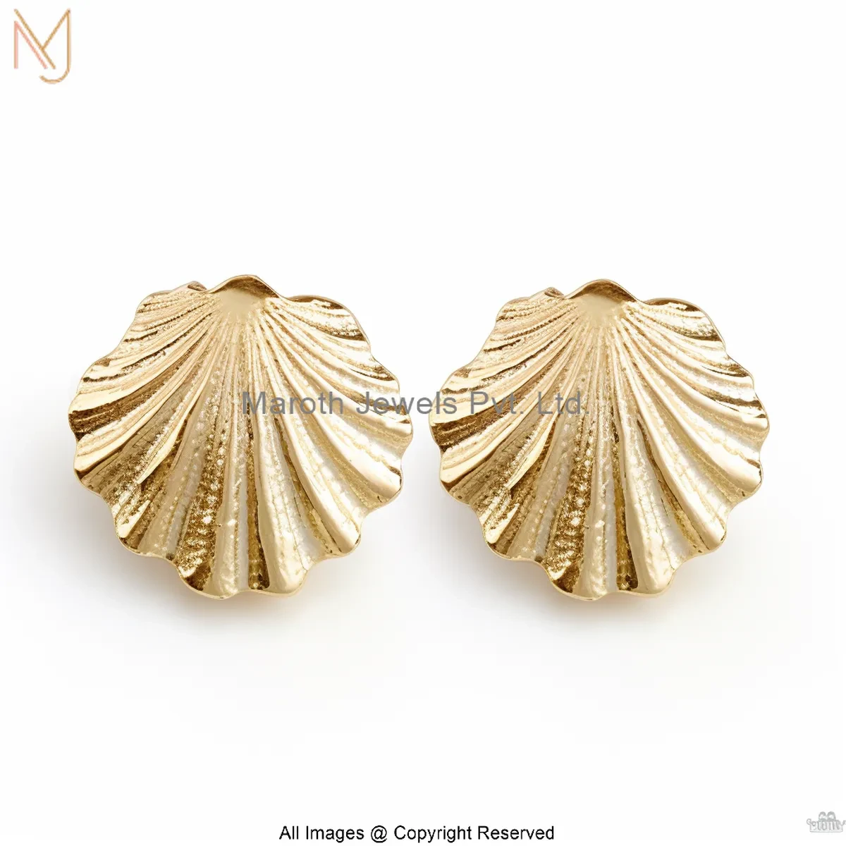 925 Silver Yellow Gold Plated Gold -Toned Sea Shell Stud Earring Manufacturer