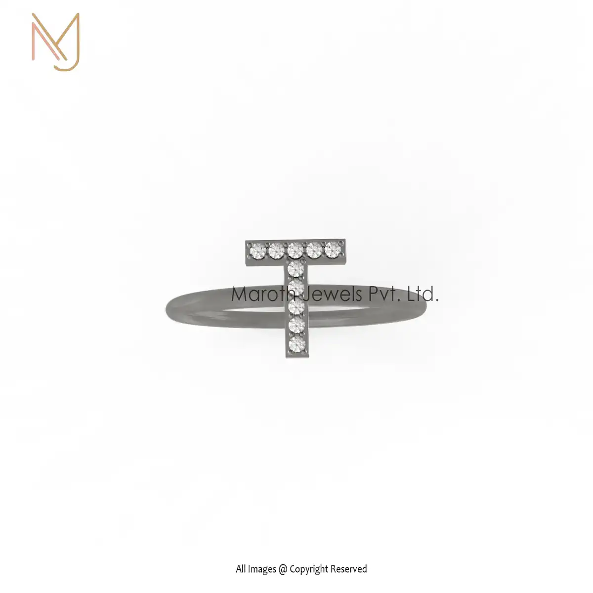 925 Silver Rhodium Plated Pave Diamond Ring Jewelry Manufacturer