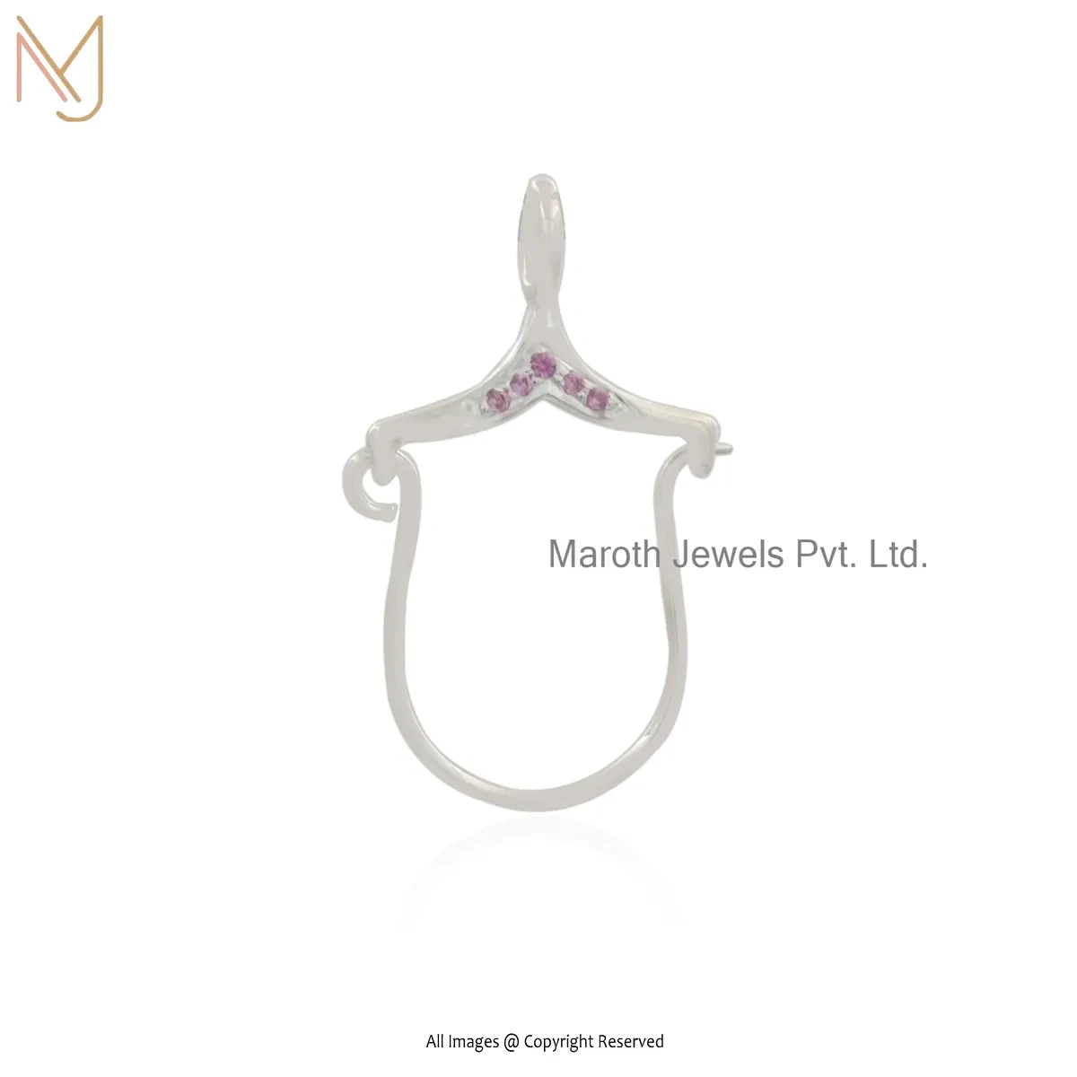 Private Lable 925 Silver Natural Silver Plated Moissanite Pave Diamond Handmade Charm Holder Jewelry