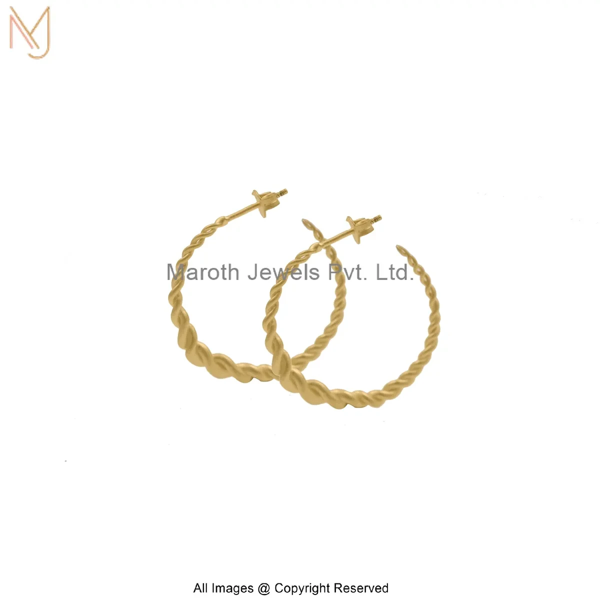 14K Yellow Gold Twisted Hoop Earring Jewelry Supplier