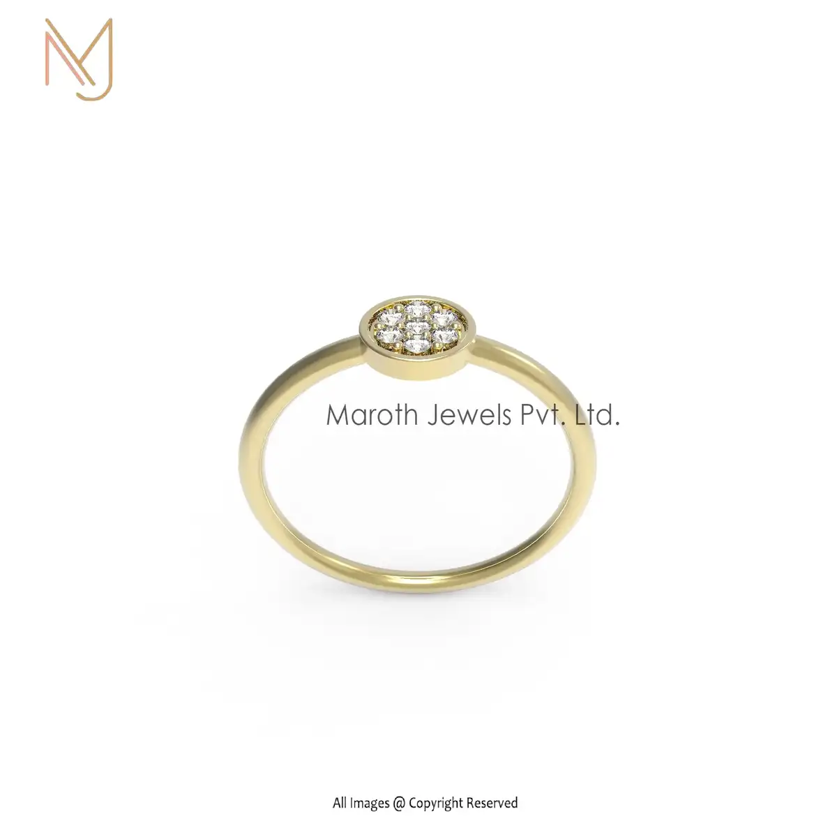 925 Silver Yellow Gold Plated Pave Diamond  Eternity Band Ring Jewelry Wholesale