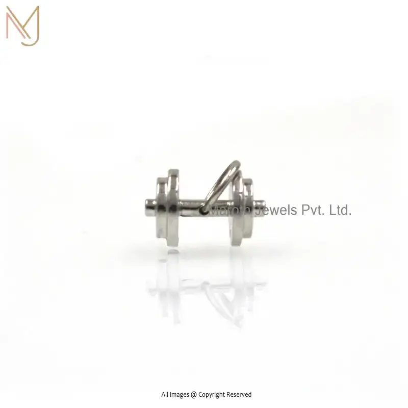 925 Sterling Silver White Gold Plated Bodybuilding Dumbbell Pendant Manufacturer