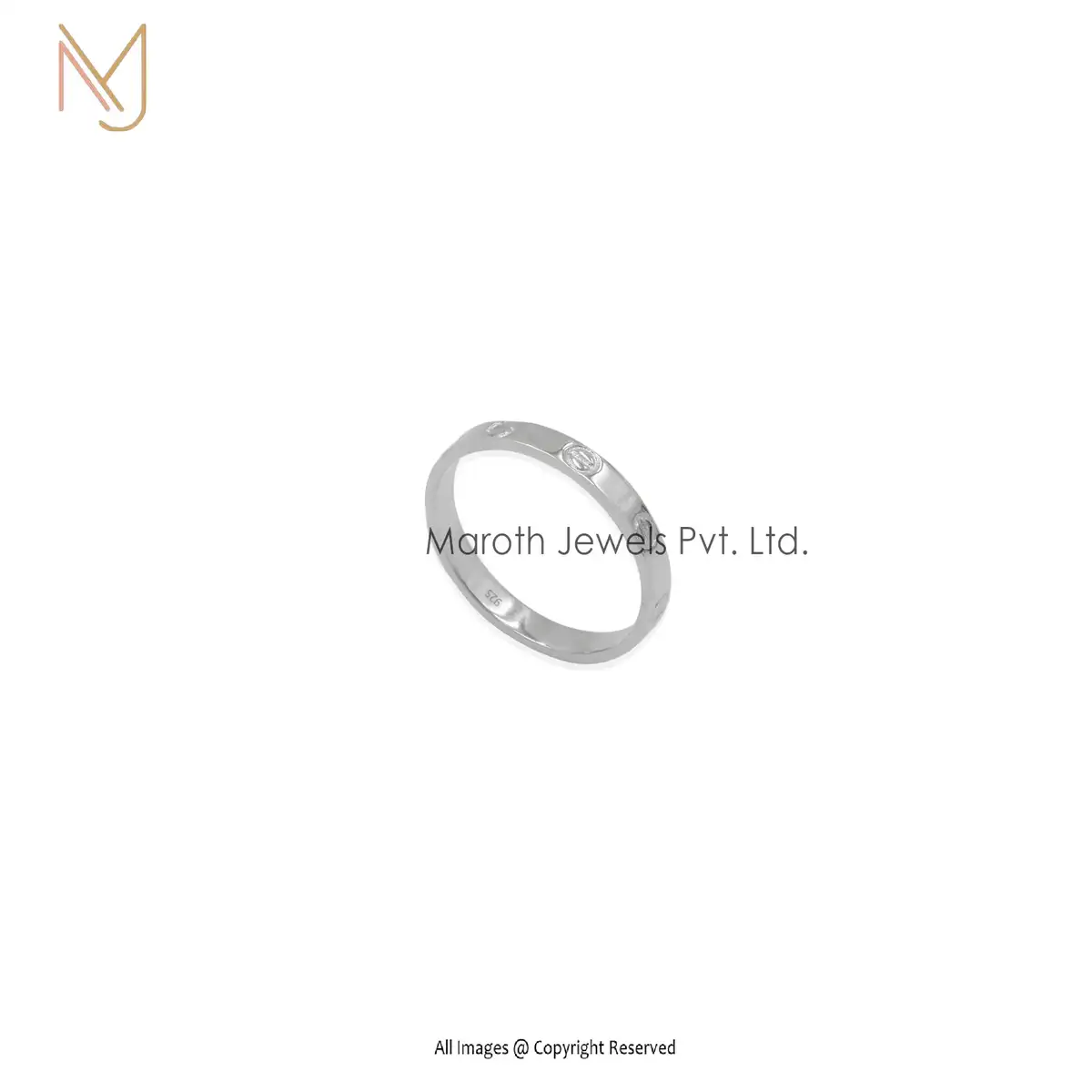 925 Silver White Gold Plated Ring Mirror Finish Custom Jewelry