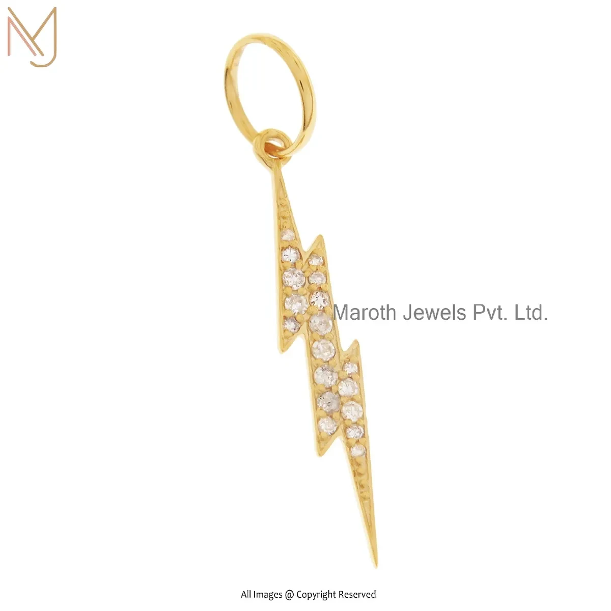 925 Silver Yellow Gold Plated Lightning Bolt Charm Pendant Custom Jewelry