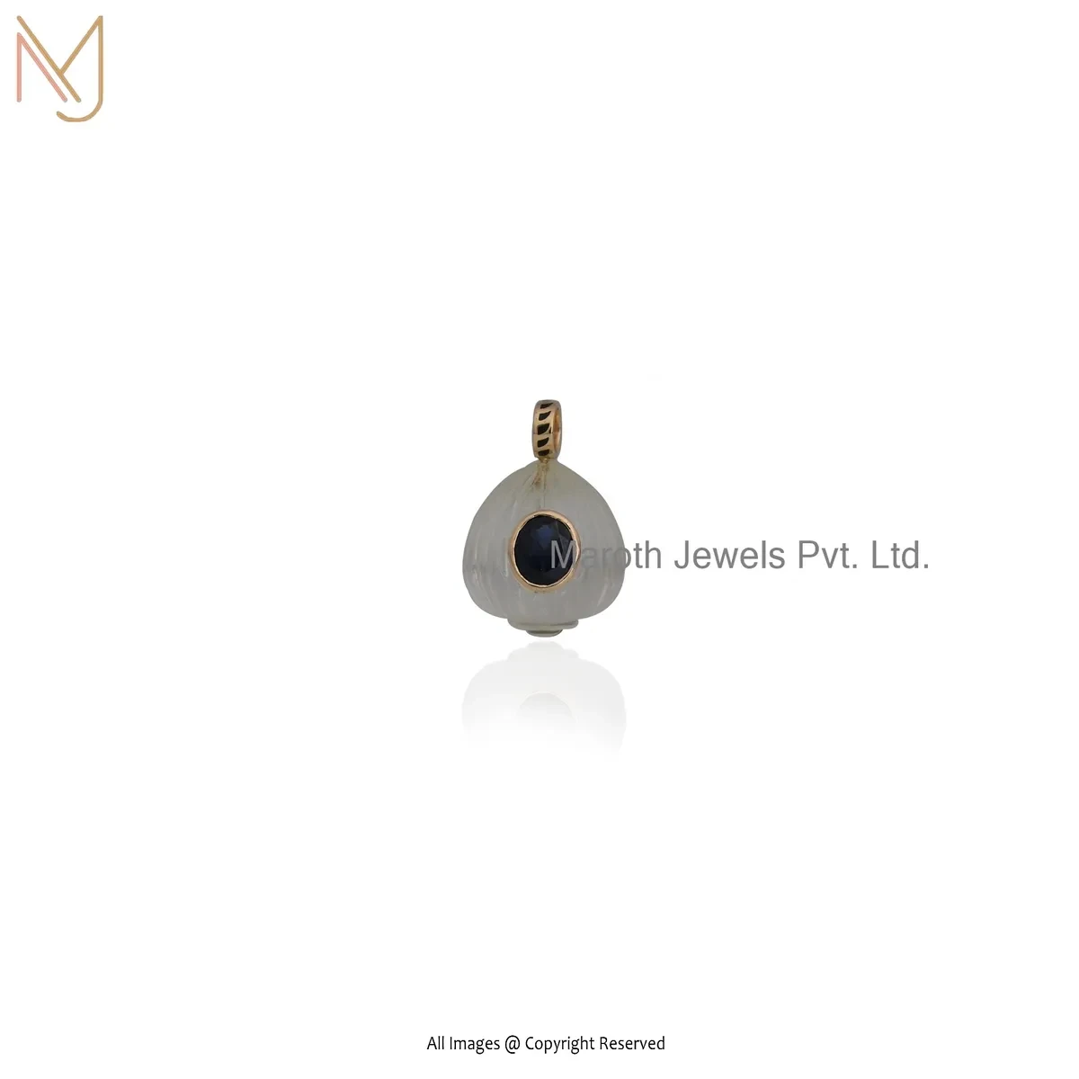 Private Lable 925 Silver Yellow Gold Plated Cubic Zircon & Clear Quartz And Black Enamel Desginer Gemstone Pendant