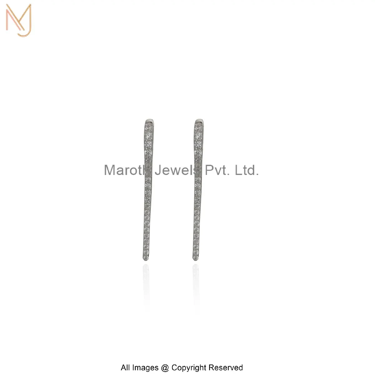 14K Yellow Gold Cubic Zircon Grace Curve Diamond Drop Earrings Manufacturer