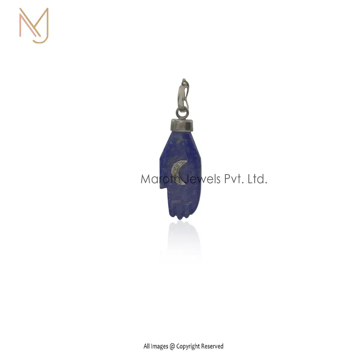 925 Siver Rhodium Diamond & Lapiz Figa Hand Charms Manufacturer