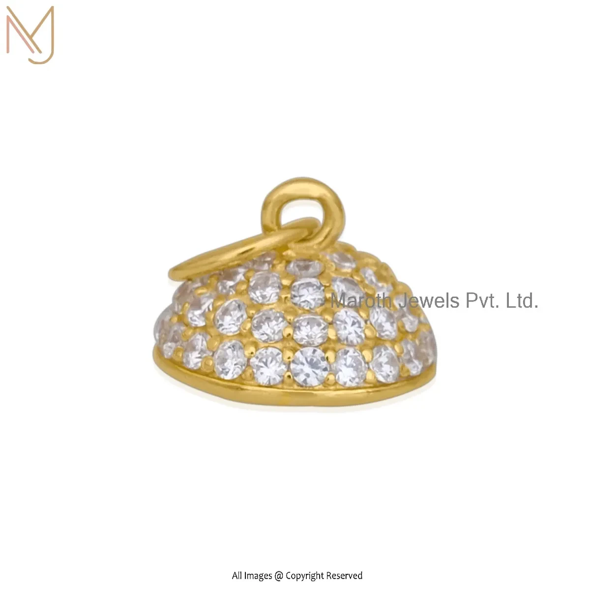 Wholesale 925 Silver Yellow Gold Plated Cubic Zircon & Diamond Disc Pendant