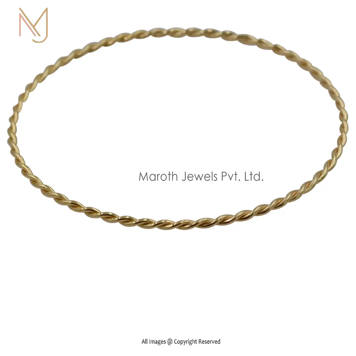 925 Silver Yellow Gold Plated Twist (2 wires intertwined) Bangle Manufacturer