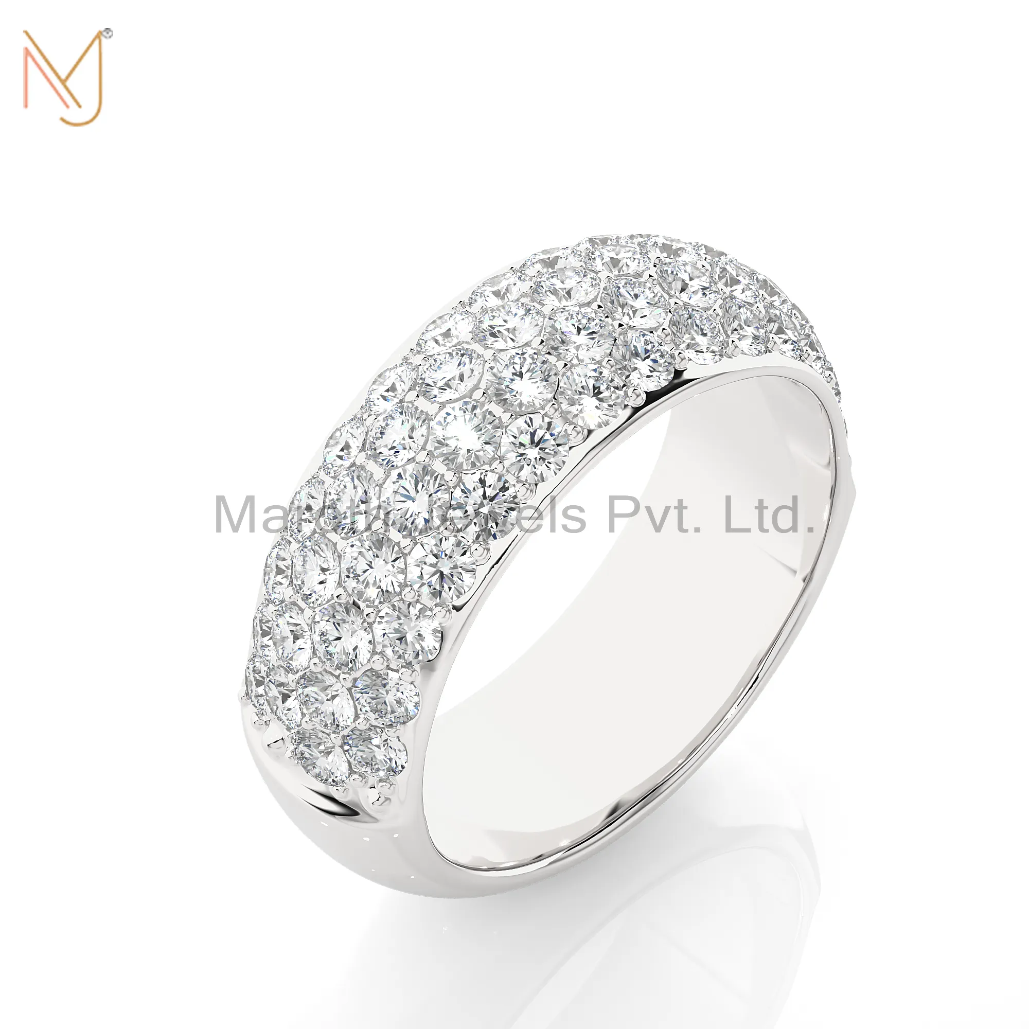 925 Silver Yellow Gold Moissanite Diamond Round Ring Wholesale