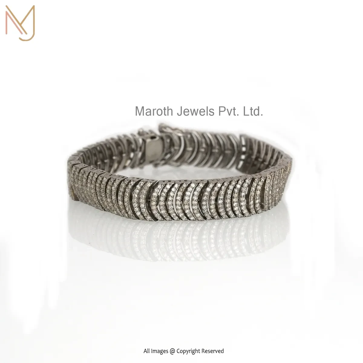 14K Yellow Gold Pave Diamond Tennis Bracelet Manufacturer
