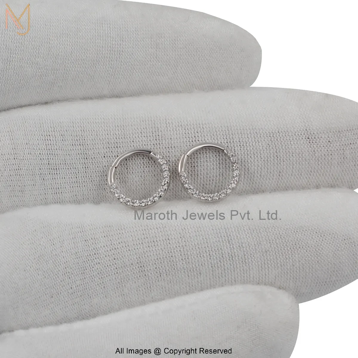 925 Silver Natural Silver Plated Diamond Hoop Earring Jewelry Supplier