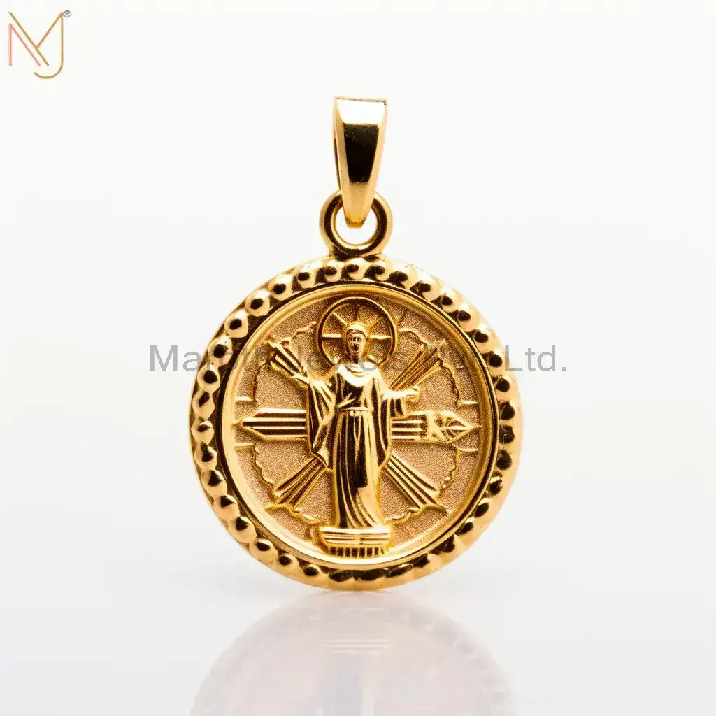 925 Sterling Silver Yellow Gold Plated Christian Spiritual Charm Pendant Jewelry Supplier