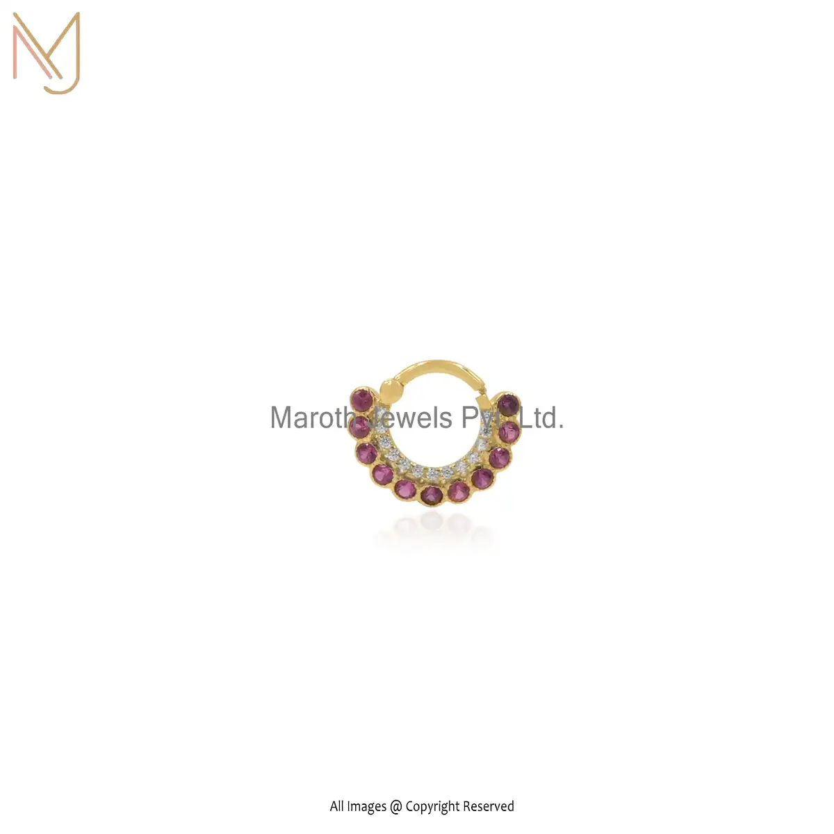 925 Silver White & Ruby Cz Cartilage Piercing Manufacturer