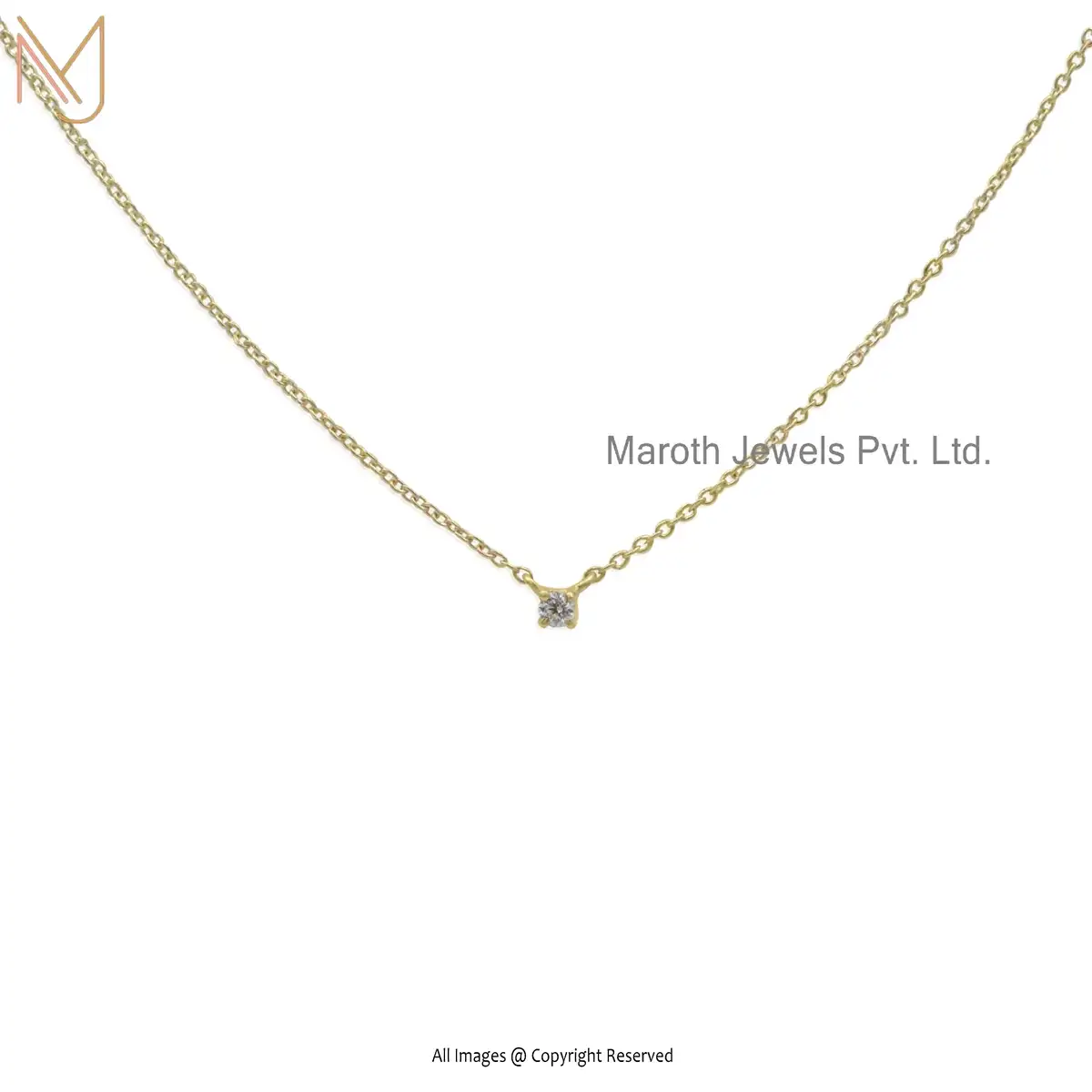 Private Label 925 Sterling Silver Yellow Gold Plated Cubic Zircon Necklace