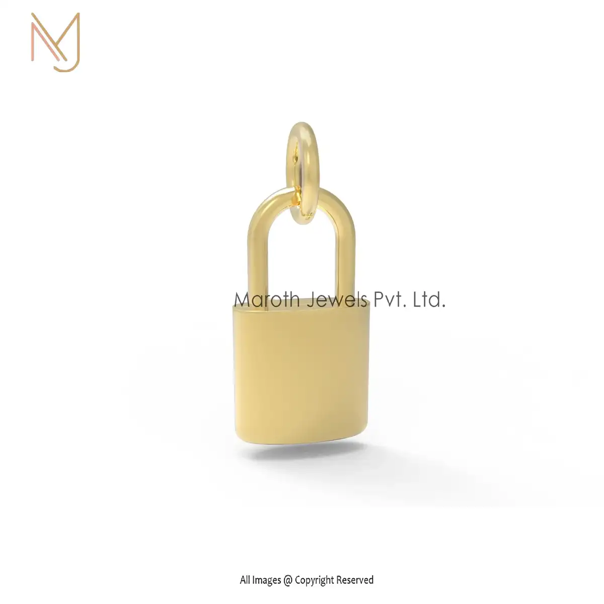 925 Silver Yellow Gold Plated Lock Shape Pendant Jewelry Custom Jewelry