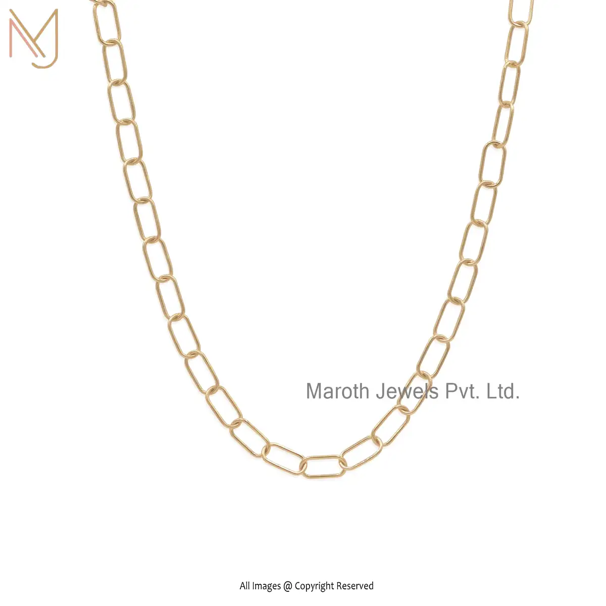 925 Silver Yellow Gold Plated Oval Link Chain Necklace Manufacturer
