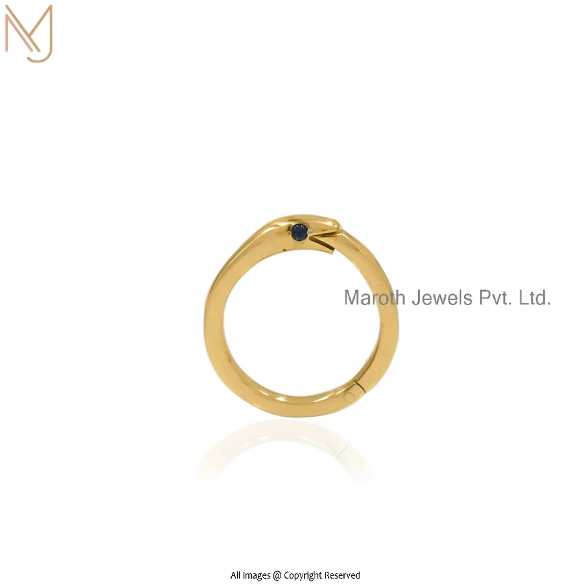 14K Yellow Gold Pearl Gemstone Snake Charm Holder Jewelry Supplier