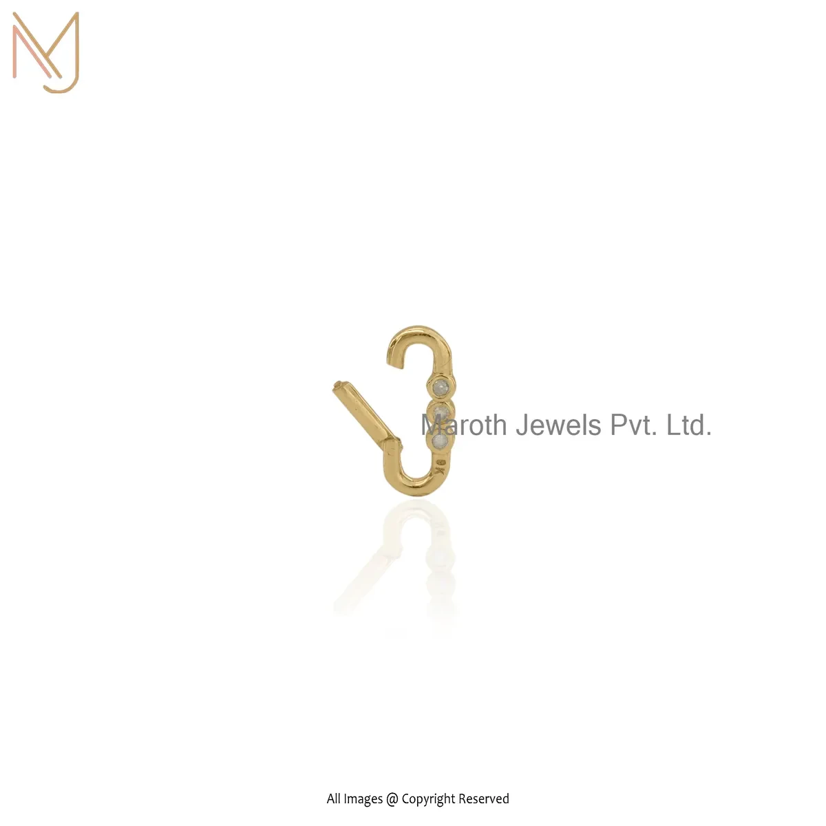 Private Lable 9K Yellow Gold Diamond Enhancer Link Lock Charm Holder Jewelry