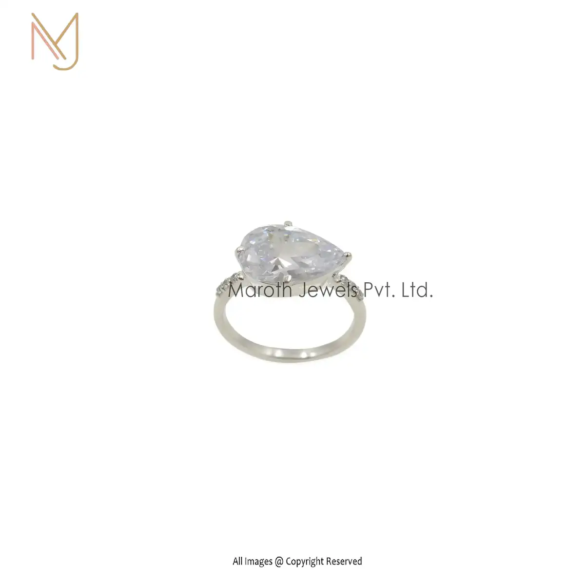 925 Silver Natural Silver White CZ Band Rings Manufacturer