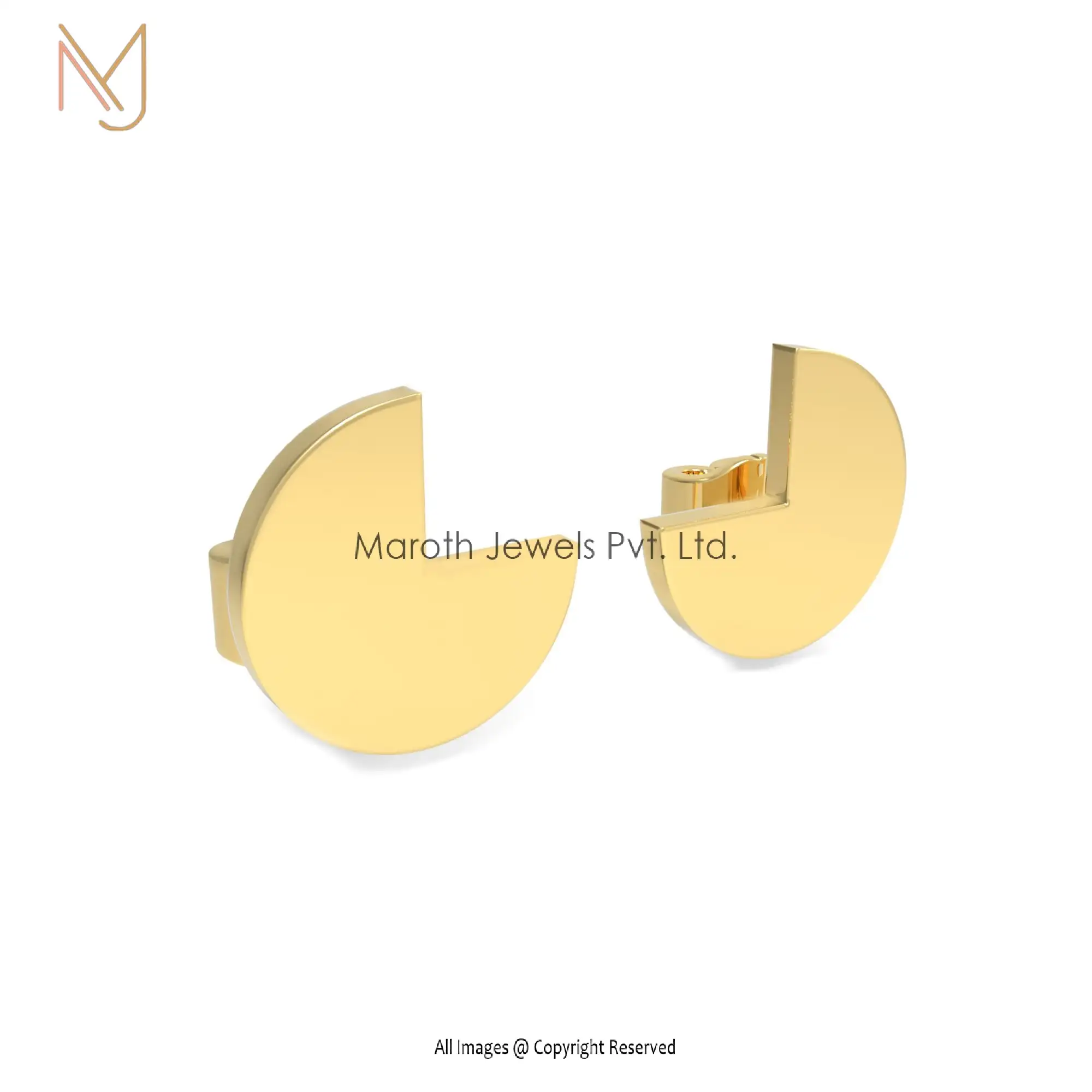 Wholesale 14K Yellow Gold Design Stud Earring Handmade Jewelry