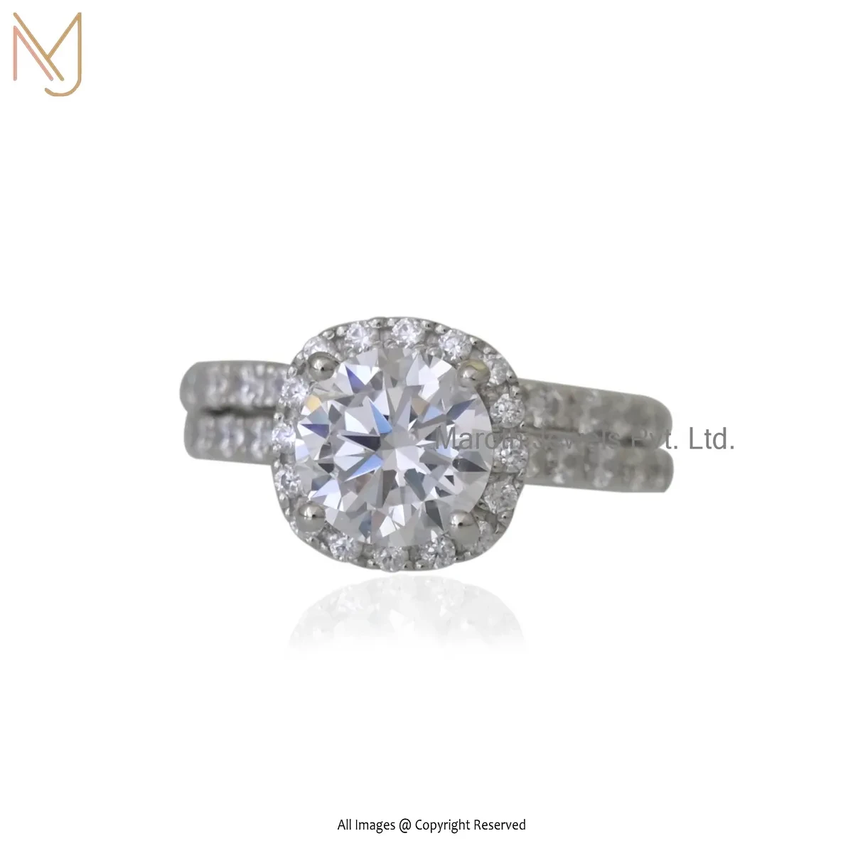 14K White Gold Cubic Zircon Royal Propose Diamond Ring Manufacturer