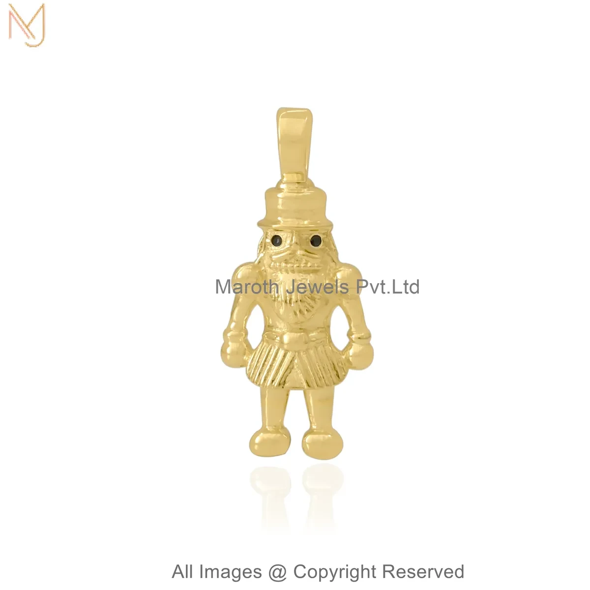 Wholesale 14K Yellow Gold Black Enamel Classic Nutcracker Soldier Gold Charm Pendant