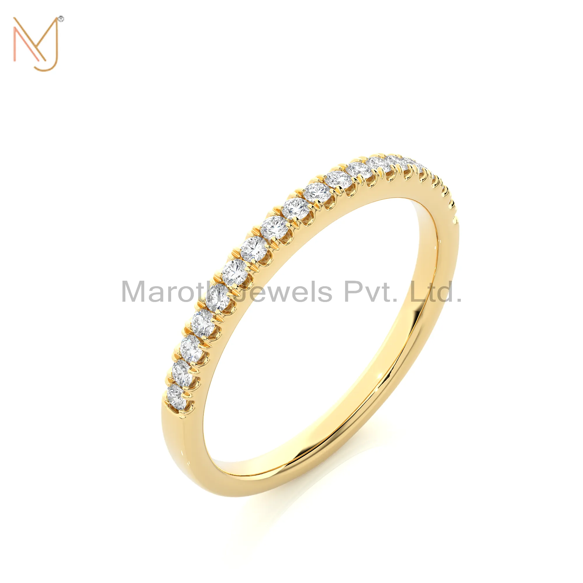 925 Silver Yellow Gold Moissanite Diamond Round Ring Wholesale