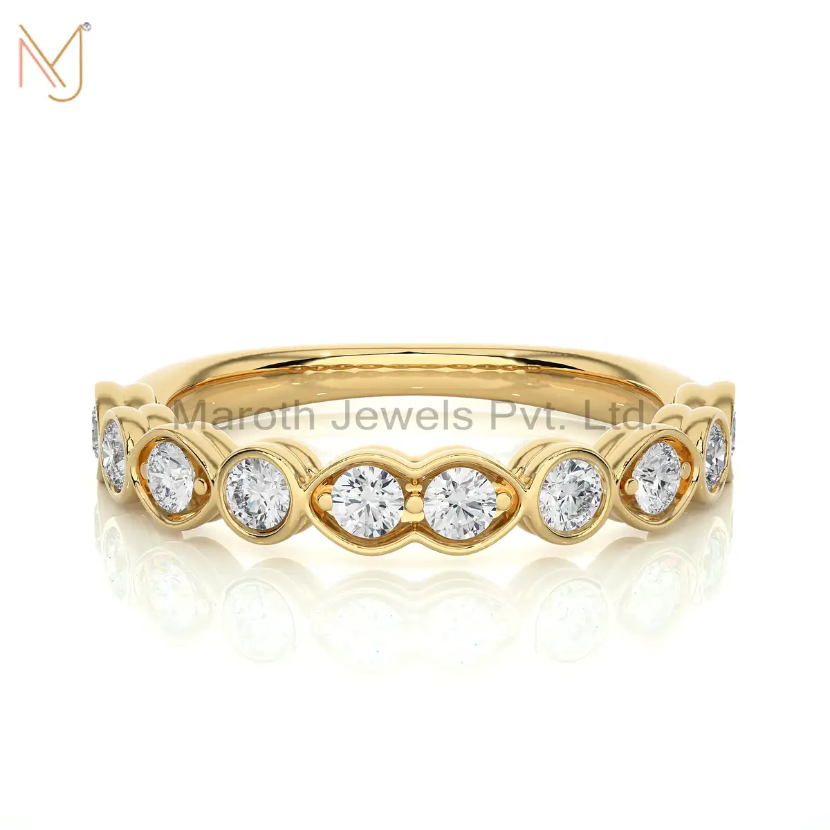 14K Yellow Gold Moissanite Diamond Round Ring Manufacturer