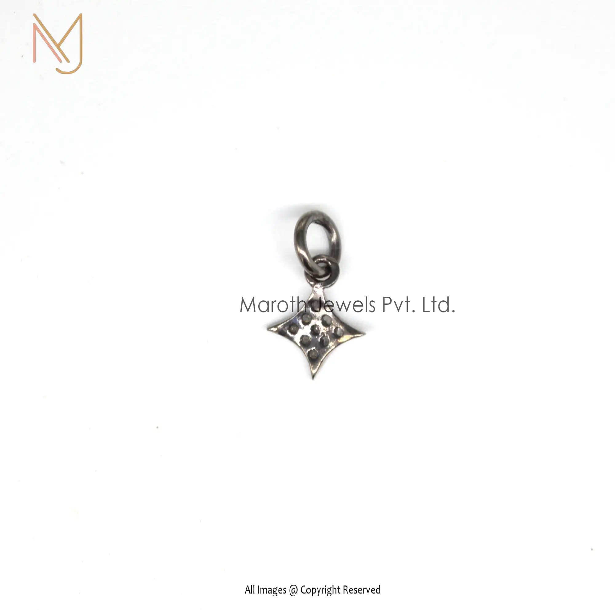 925 Silver Pave Diamond Star Charms Pendant Jewelry Manufacturer