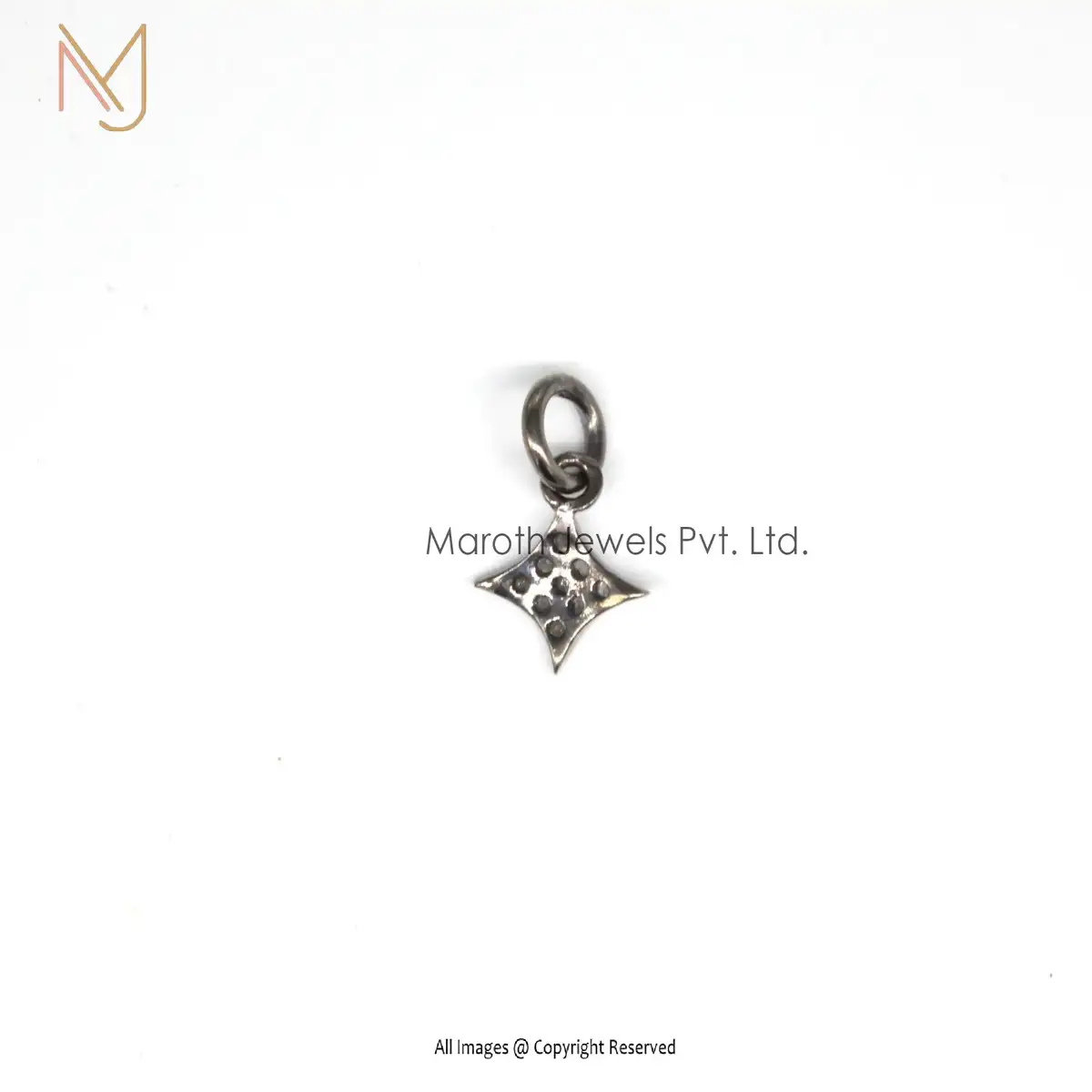 925 Silver Rhodium Pave Diamond Star Charms Pendant Jewelry USA