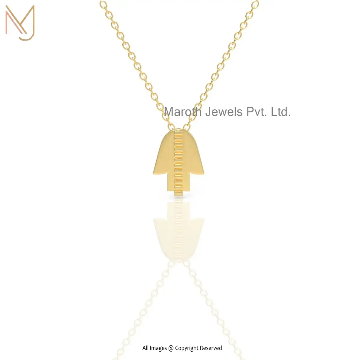 925 Silver Yellow Gold Plated Hamsa Pendant & Chain Necklace Manufacturer