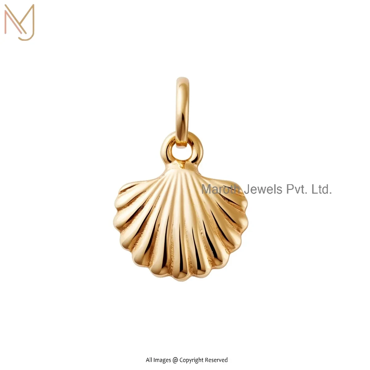 925 Sterling Silver Yellow Gold Plated Calico Scallop Shells Pendant Custom Jewelry
