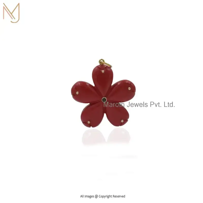 925 Sterling Silver Yellow Gold Plated Amazonite And White CZ Flower Pendant Custom Jewelry