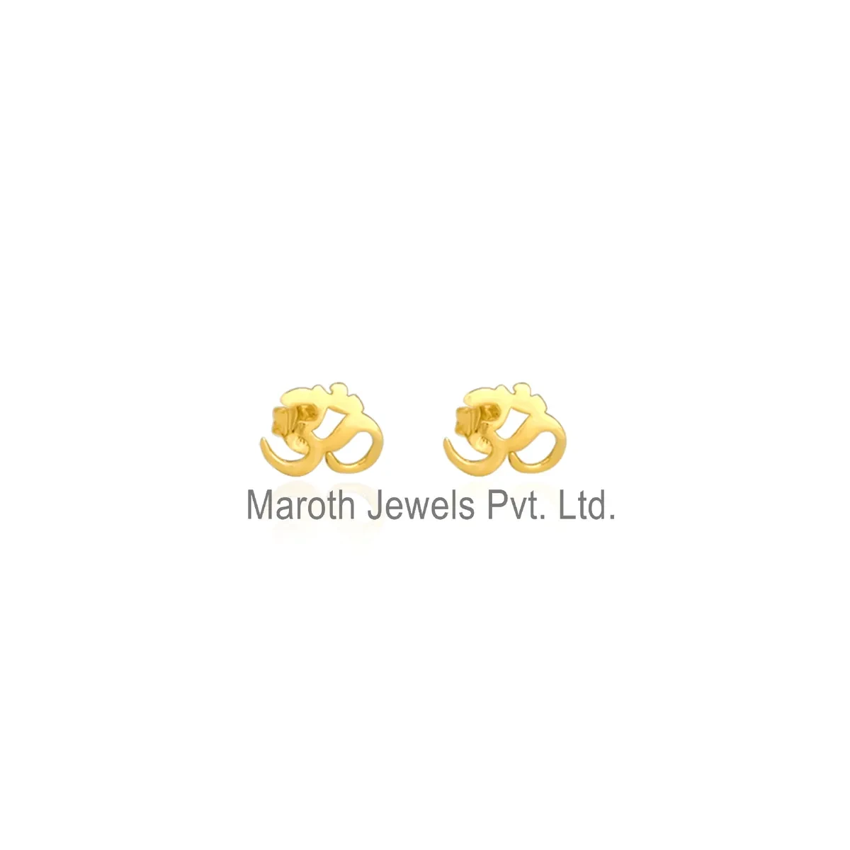 14K Solid Yellow Gold OM Studs Earrings Manufacturer