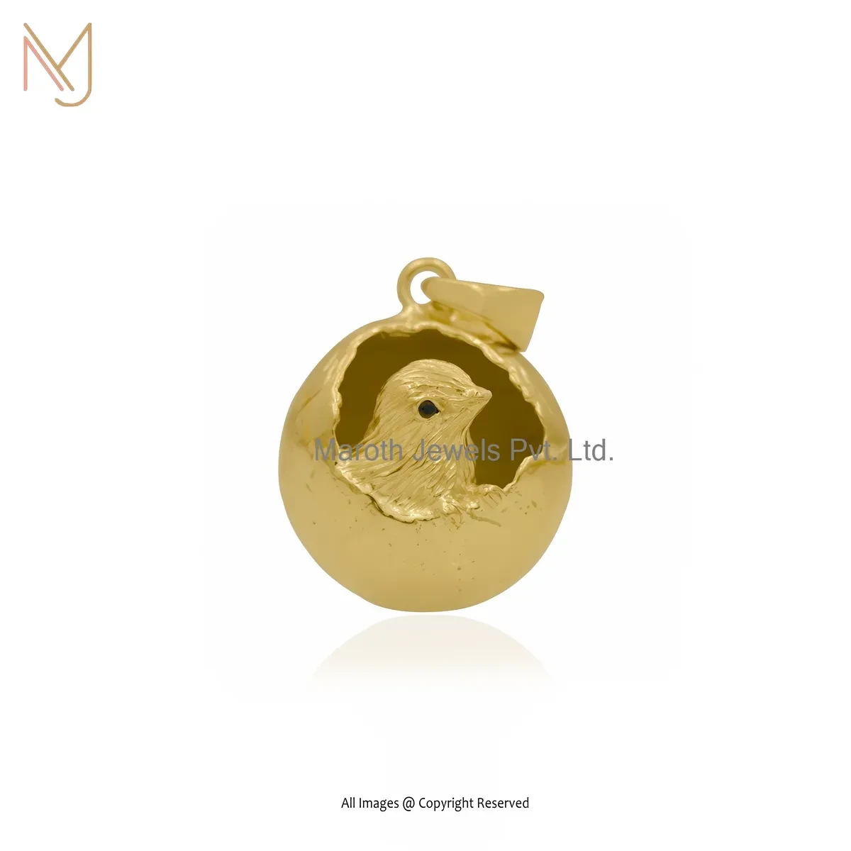 925 Sterling Silver Yellow Gold Plated Black Cubic Zircon Bird Pendant Manufacturer